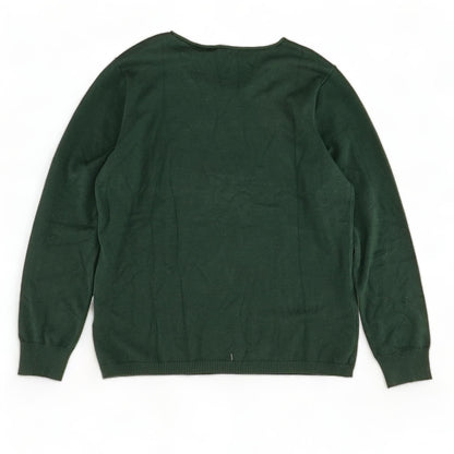 Green Solid Crewneck Sweater