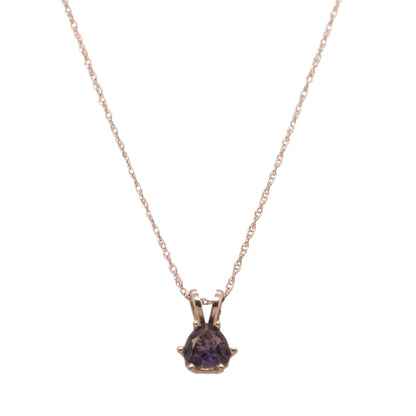 14K White Gold Purple Stone Pendant Necklace