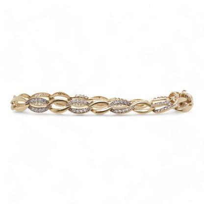 14K Gold Marquise Shaped Link CZ Accent Bracelet