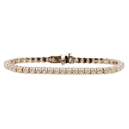 14K White Gold Round Diamond Line Bracelet