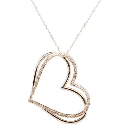 10K White Gold The Kindred Heart Love Collection Diamond Pendant Necklace