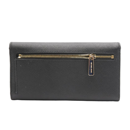 Black Leather Jet Set Continental Wallet