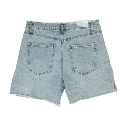 Blue Solid Denim Shorts