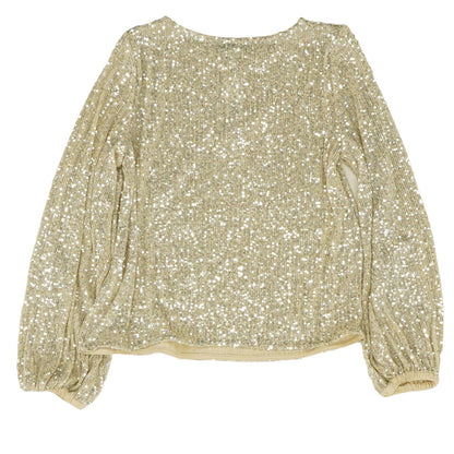 Gold Solid Long Sleeve Blouse