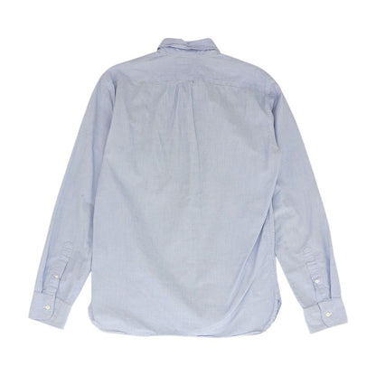 Blue Solid Long Sleeve Button Down