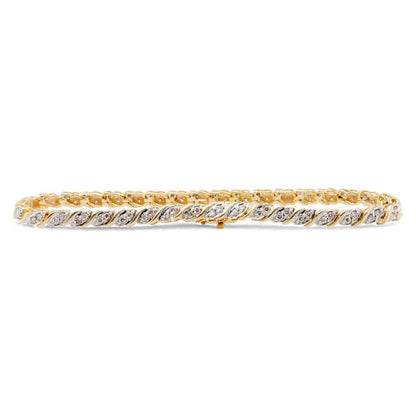 14K Two Tone Gold S Link Diamond Tennis Bracelet