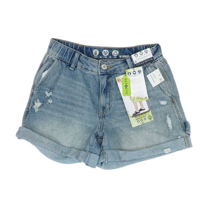 Blue Solid Denim Shorts