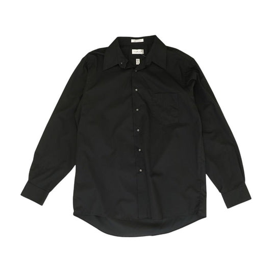 Black Solid Long Sleeve Button Down