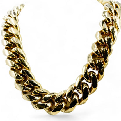 Gold Tone Signature 19mm Cuban Link Necklace