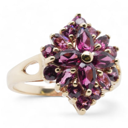 10K Gold Rhodolite Garnet Cluster Ring