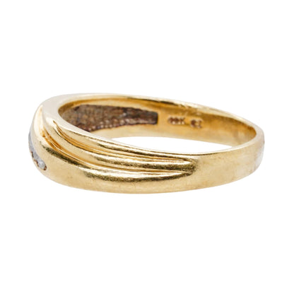 10K Gold Diagonal Diamond Row Band