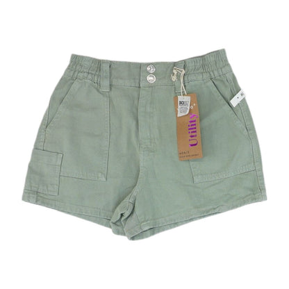 Green Solid Denim Shorts