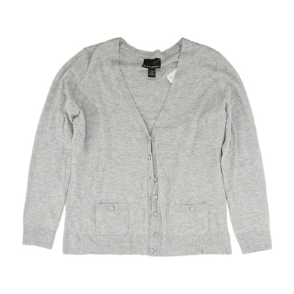 Gray Solid Cardigan Sweater