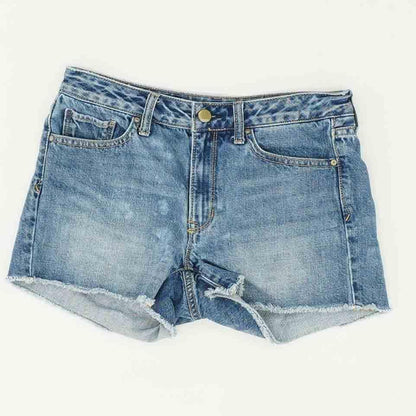 Blue Solid Denim Shorts