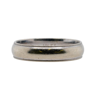 14K White Gold Comfort Fit Plain Band With Milgrain Edge