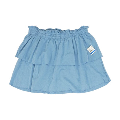 Blue Solid Mini Skirt