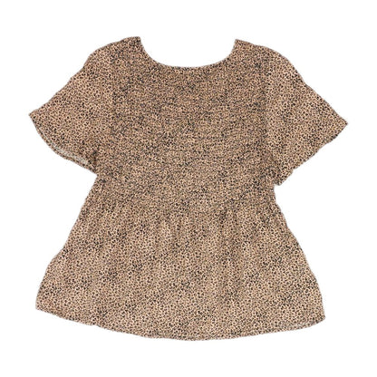 Tan Animal Print Short Sleeve Blouse