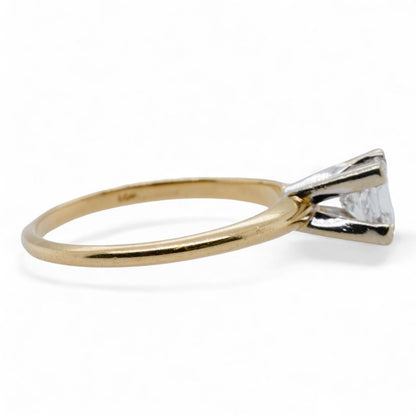 14K Gold Square Cut Diamond Solitaire Engagement Ring