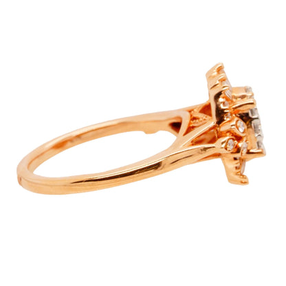 14K Rose Gold Oval Diamond Cluster With Ballerina Diamond Halo Cocktail Ring