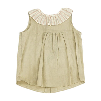 Beige Solid Sleeveless Blouse