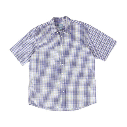 Blue Plaid Short Sleeve Button Down