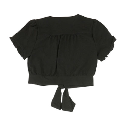 Black Solid Short Sleeve Blouse