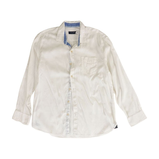 White Solid Long Sleeve Button Down