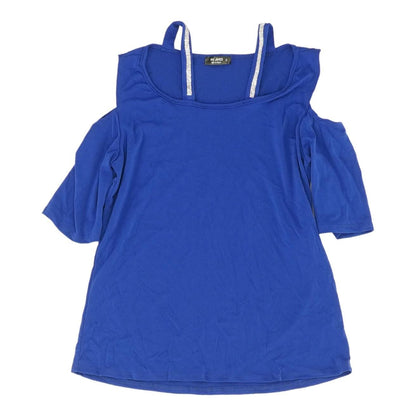 Blue Solid Active Knit Top