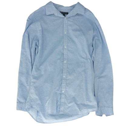 Blue Solid Long Sleeve Button Down