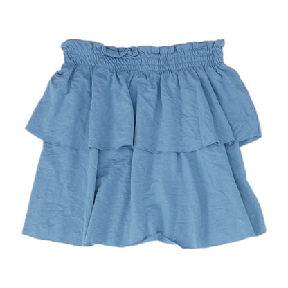 Blue Solid Mini Skirt