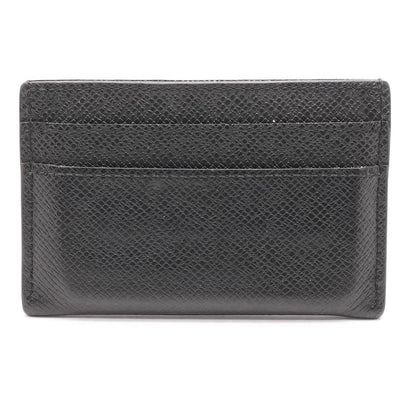 Double Card Holder in Taiga Leather Black