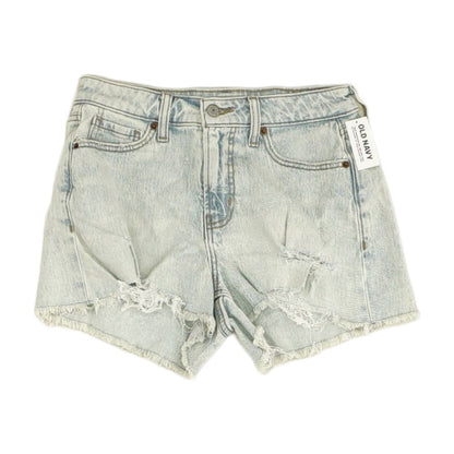 Blue Solid Denim Shorts