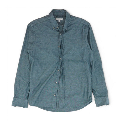 Blue Solid Long Sleeve Button Down