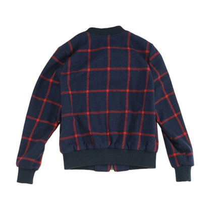 Navy Plaid Bomber Jacket