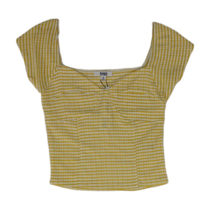 Mustard Striped Cropped Knit Top