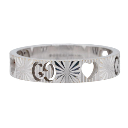 18K White Gold Icon Heart Band