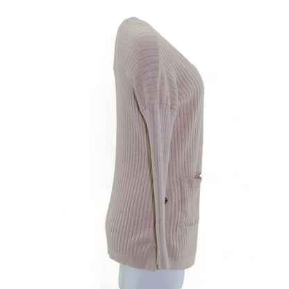 Beige Solid Cardigan Sweater