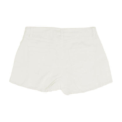 White Solid Denim Shorts