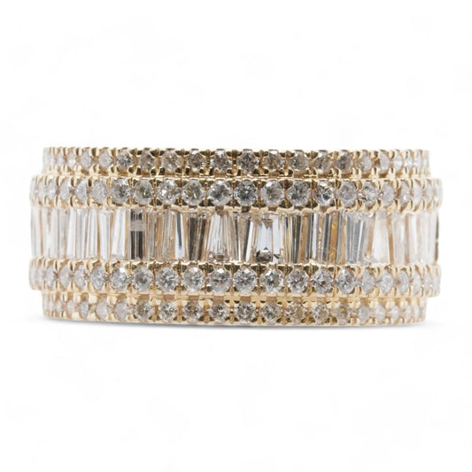 14K Gold Round And Baguette Diamond Band