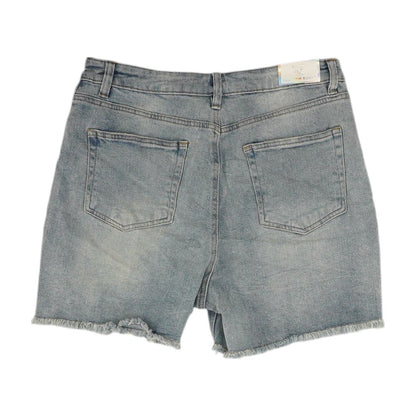 Blue Solid Denim Shorts