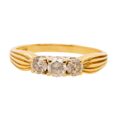 14K Two Tone Gold Three Round Diamond Band