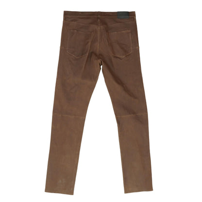 Brown Five Pocket Lambs Leather Pant