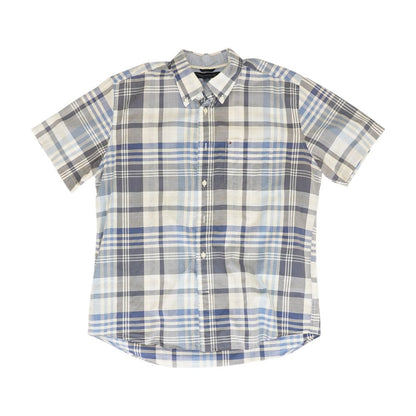 Gray Plaid Short Sleeve Button Down