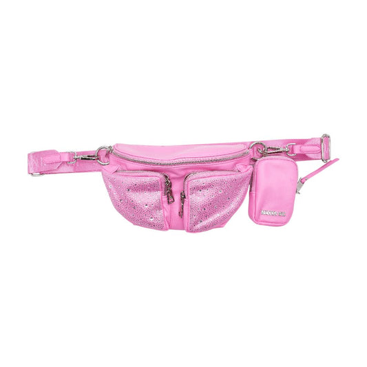 Pink Faux Leather Belt Bag