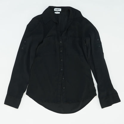 Black Solid Button Down