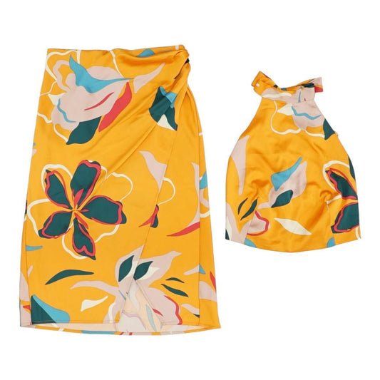 Orange Tropical Skirt Suit Skirt