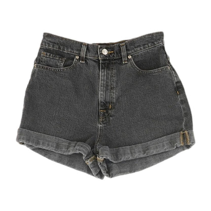 Black Solid Denim Shorts