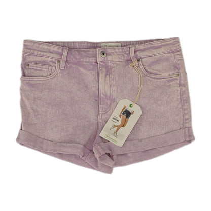 Lavender Solid Denim Shorts