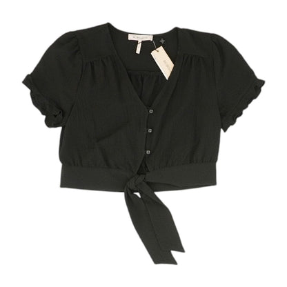 Black Solid Short Sleeve Blouse