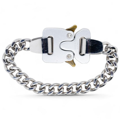 Silver Tone Metal Buckle Link Bracelet